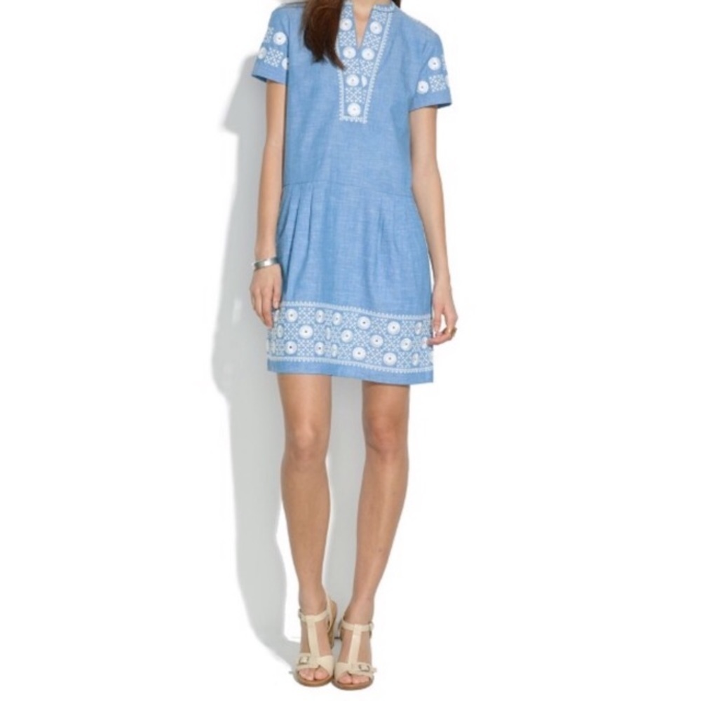Madewell Chambray Sunstitch Tunic Dress